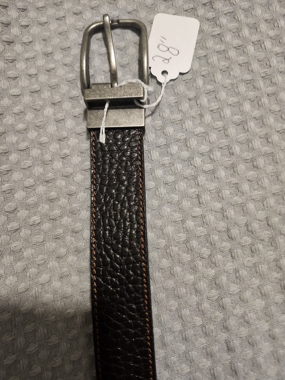 Men's Dark Brown Leather Belt with Contrast Stitching